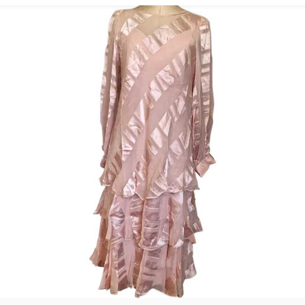 Pink Ruffled Tiered Sleeveless Gown